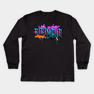 Bibimbap, Bibimbap design, Korean food, k-food, asian food, bibimbap Sweatshirt, unisex sweatshirt, graffiti text, rice bowl Kids Long Sleeve T-Shirt